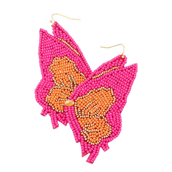 Butterfly Wing Seed Beads Dangle Earrings