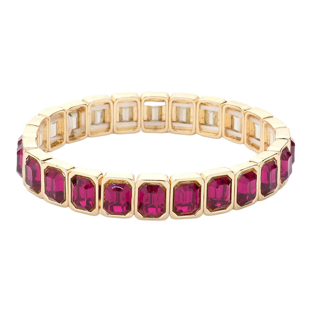Women's Emerald Cut Stone Stretch Evening Bracelet 4th of July