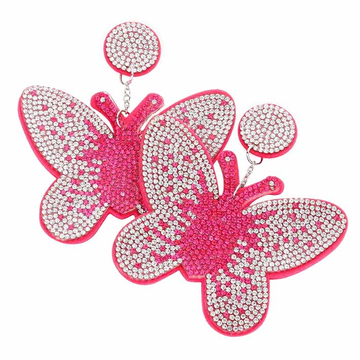 Felt Back Bling Butterfly Dangle Earrings
