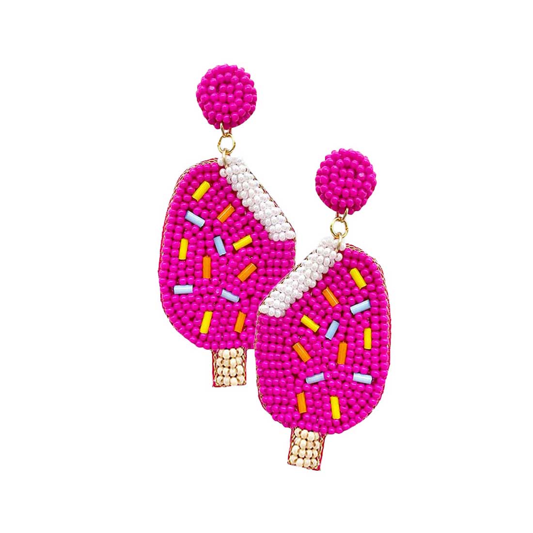 Felt Back Seed Beaded Popsicle Dangle Earrings