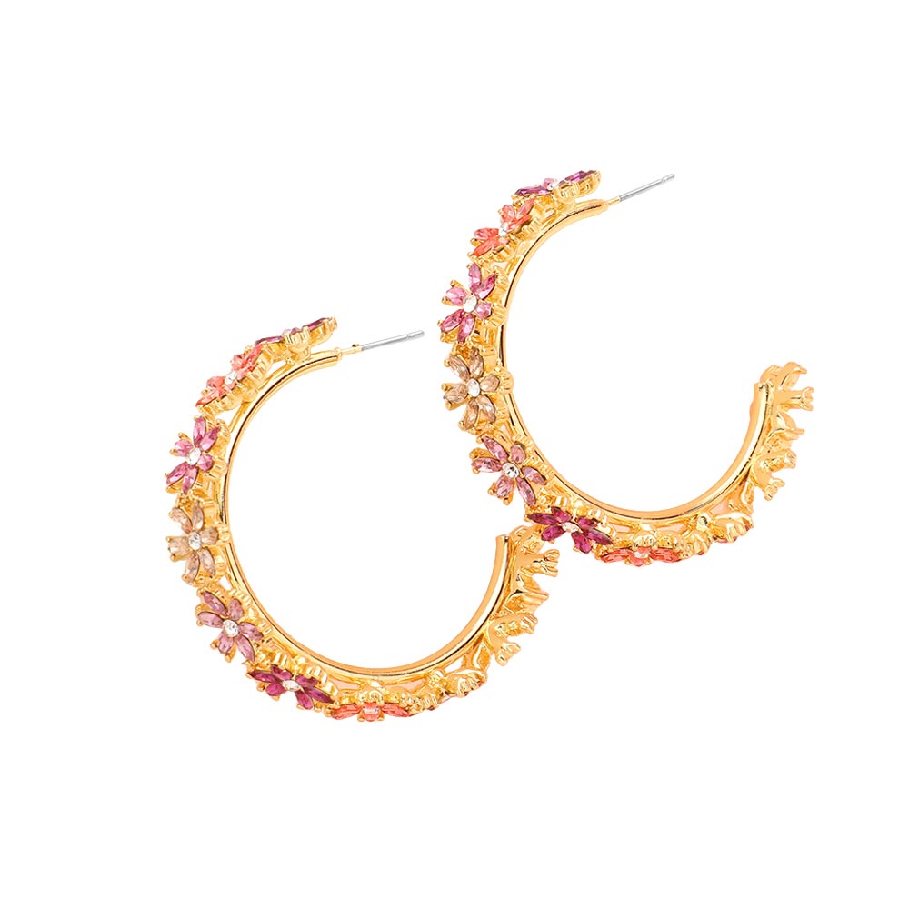 Flower Cluster Hoop Earrings