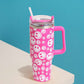 Happy Face Printed 40oz Stainless Steel Tumbler With Handle