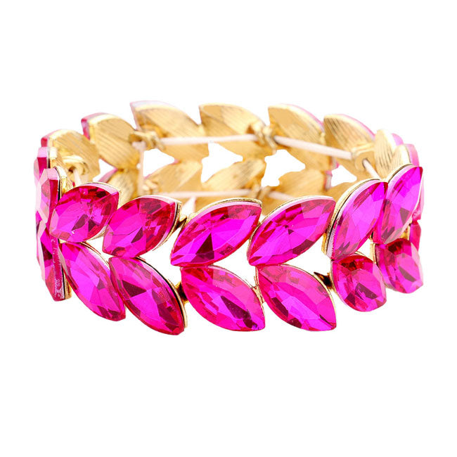 Marquise Glass Crystal Stretch Evening Bracelet
