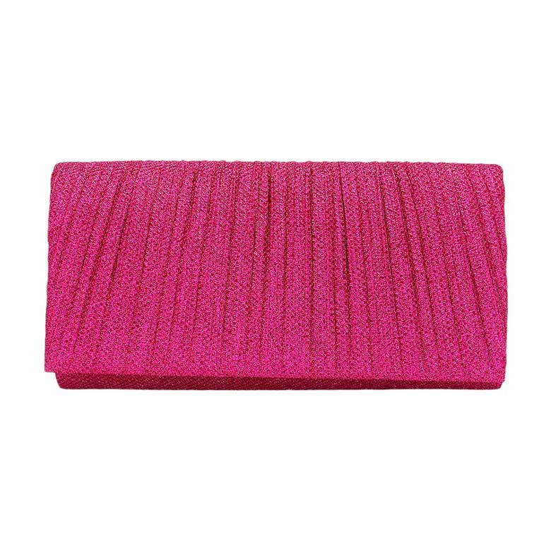 Pleated Shimmery Evening Clutch Crossbody Bag