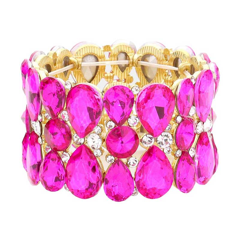 Teardrop Crystal Stretch Evening Bracelet