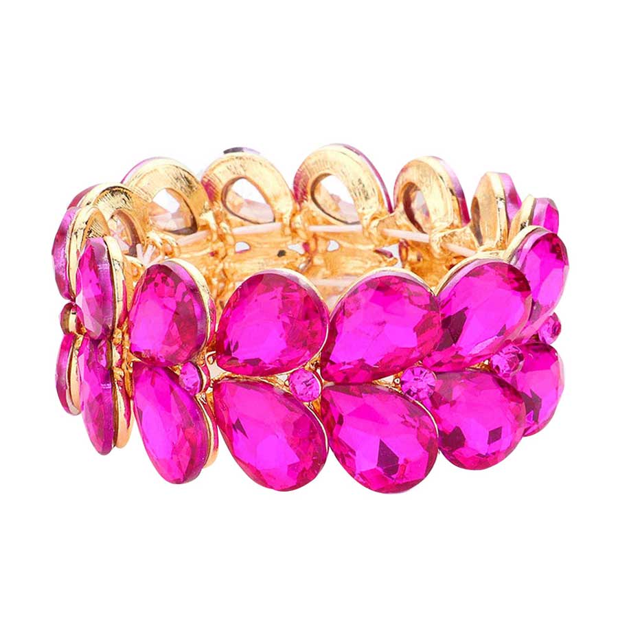 Teardrop Stone Embellished Evening Bracelet