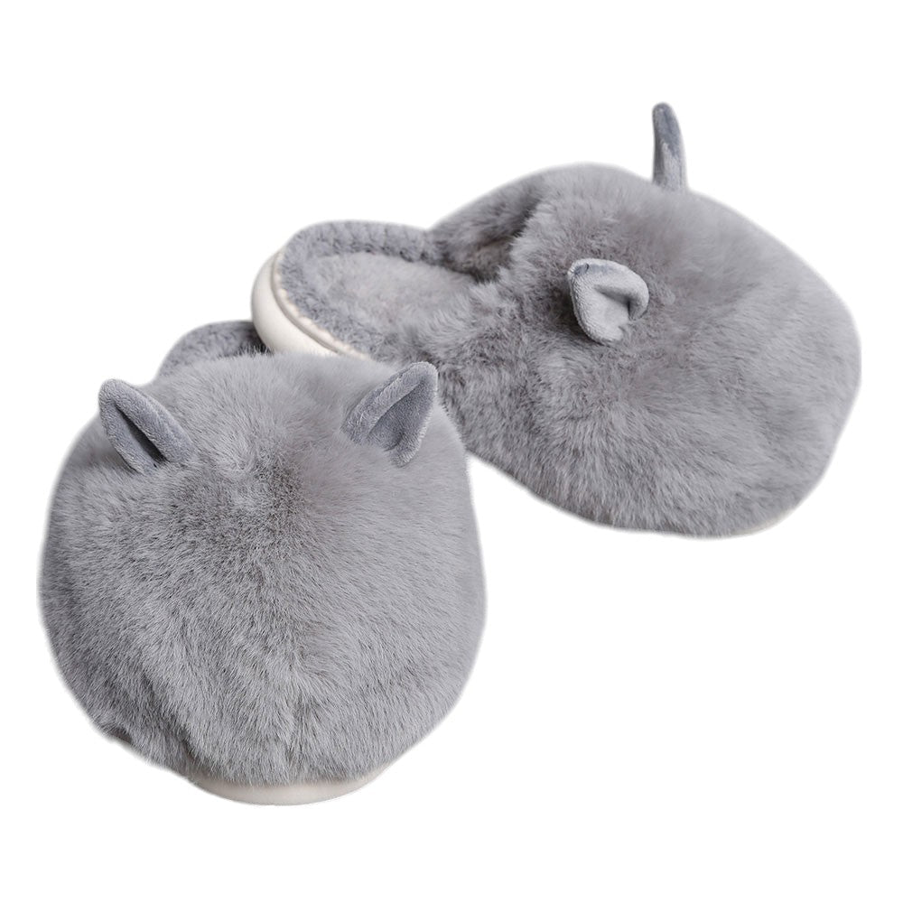 Fuzzy Faux Fur Bunny Soft Home Indoor Floor Slippers
