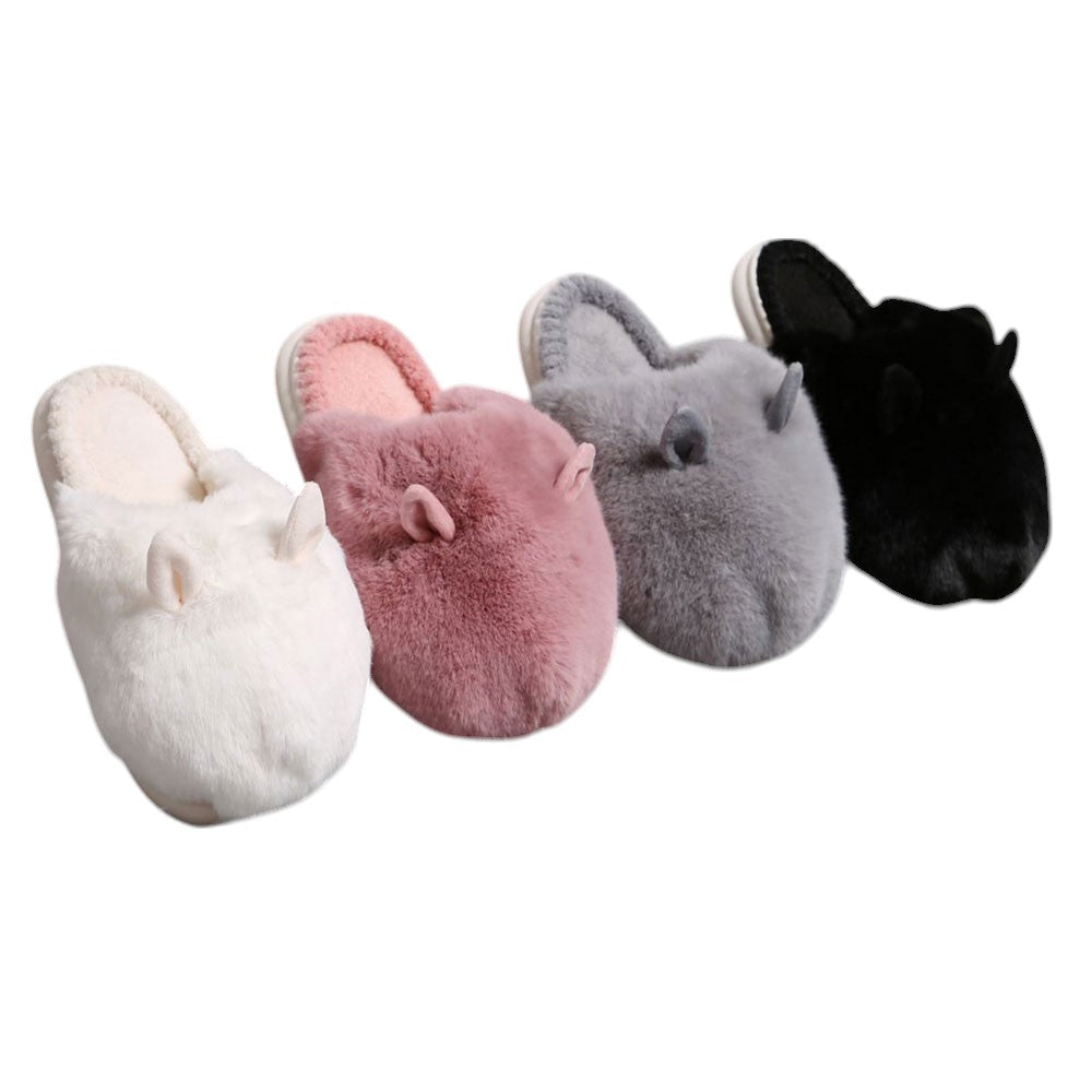 Fuzzy Faux Fur Bunny Soft Home Indoor Floor Slippers