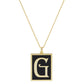 Gold Dipped Enamel Rectangle Monogram Pendant Necklace