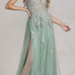 Nox Anabel G1149 Floor Length A-Line Tulle Gown with Slit