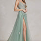 Nox Anabel G1149 Floor Length A-Line Tulle Gown with Slit