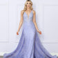 Nox Anabel G1353 Vestido largo de noche estilo bohemio sirena con cuello en V bordado