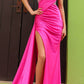 Nox Anabel G1367 Long Side Sash Strapless Fitted Sexy Satin Gown