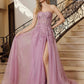 Nox Anabel G1371 Vestido Largo de Tul Corte A con Escote Corazón y Aplicaciones de Lentejuelas