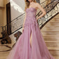 Nox Anabel G1371 Vestido Largo de Tul Corte A con Escote Corazón y Aplicaciones de Lentejuelas