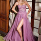 Nox Anabel G1371 Vestido Largo de Tul Corte A con Escote Corazón y Aplicaciones de Lentejuelas