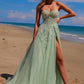 Nox Anabel G1371 Vestido Largo de Tul Corte A con Escote Corazón y Aplicaciones de Lentejuelas