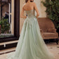 Nox Anabel G1371 Vestido Largo de Tul Corte A con Escote Corazón y Aplicaciones de Lentejuelas
