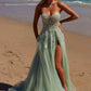 Nox Anabel G1371 Vestido Largo de Tul Corte A con Escote Corazón y Aplicaciones de Lentejuelas