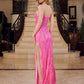 Vestido sin tirantes Nox Anabel G1650 con bordado semi-corazón y abertura