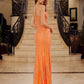 Vestido sin tirantes Nox Anabel G1650 con bordado semi-corazón y abertura