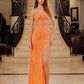 Vestido sin tirantes Nox Anabel G1650 con bordado semi-corazón y abertura