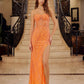 Vestido sin tirantes Nox Anabel G1650 con bordado semi-corazón y abertura