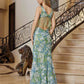Vestido de escote en V profundo completamente abalorios y cintura con flecos Nox Anabel G1651