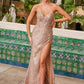 Vestido de lentejuelas sin tirantes y escote en V Nox Anabel G1652