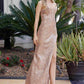 Vestido de lentejuelas sin tirantes y escote en V Nox Anabel G1652
