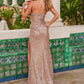 Vestido de lentejuelas sin tirantes y escote en V Nox Anabel G1652