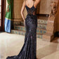 Vestido Nox Anabel G1655 con cordones, lentejuelas y cintura transparente con corsé