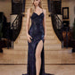 Vestido Nox Anabel G1655 con cordones, lentejuelas y cintura transparente con corsé