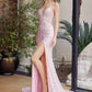 Vestido Nox Anabel G1655 con cordones, lentejuelas y cintura transparente con corsé