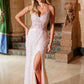Vestido Nox Anabel G1655 con cordones, lentejuelas y cintura transparente con corsé