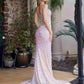 Vestido Nox Anabel G1655 con cordones, lentejuelas y cintura transparente con corsé