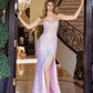 Vestido Nox Anabel G1655 con cordones, lentejuelas y cintura transparente con corsé