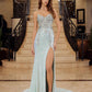 Vestido Nox Anabel G1655 con cordones, lentejuelas y cintura transparente con corsé