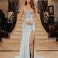 Vestido Nox Anabel G1655 con cordones, lentejuelas y cintura transparente con corsé