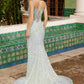 Vestido Nox Anabel G1655 con cordones, lentejuelas y cintura transparente con corsé