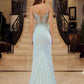 Vestido Nox Anabel G1655 con cordones, lentejuelas y cintura transparente con corsé