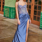 Nox Anabel G1660 Vestido con Corpiño Floral Transparente con Ballenas y Falda Plisada