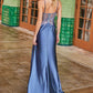 Nox Anabel G1660 Vestido con Corpiño Floral Transparente con Ballenas y Falda Plisada