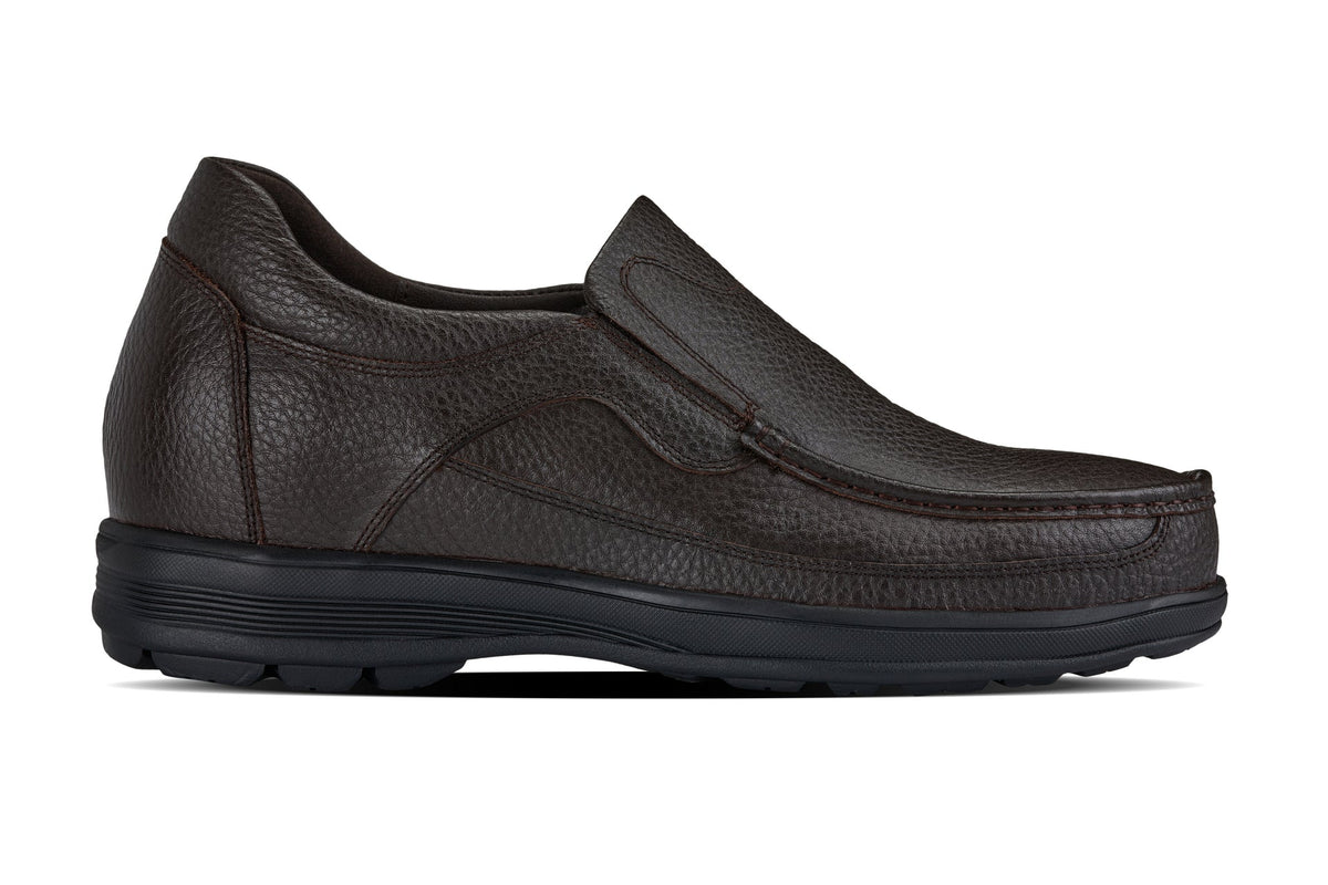CALTO - G1823 - 3 Inches Taller (Brown) - Lightweight Slip-On Loafer Dress Shoes
