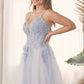 Nox Anabel G785 Short A-Line Tulle Skirt Embroidered Bodice V-Neck Dress