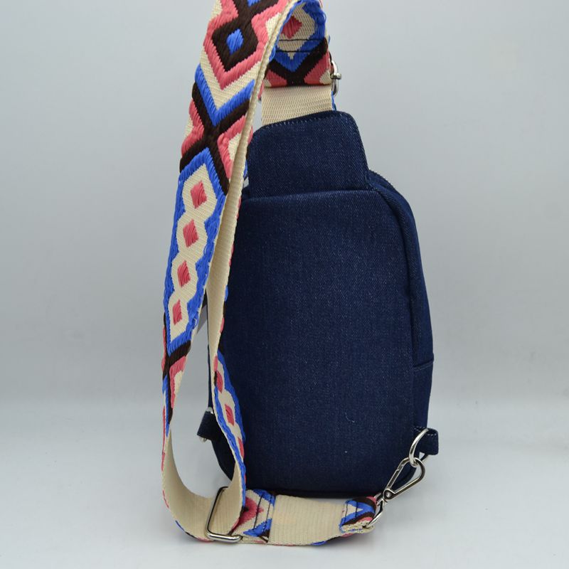 Geometric Pattern Strap Sling Bag with Zipper Pockets