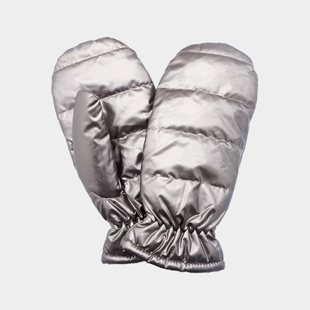 Women's Shiny Puffer Mitten Gloves