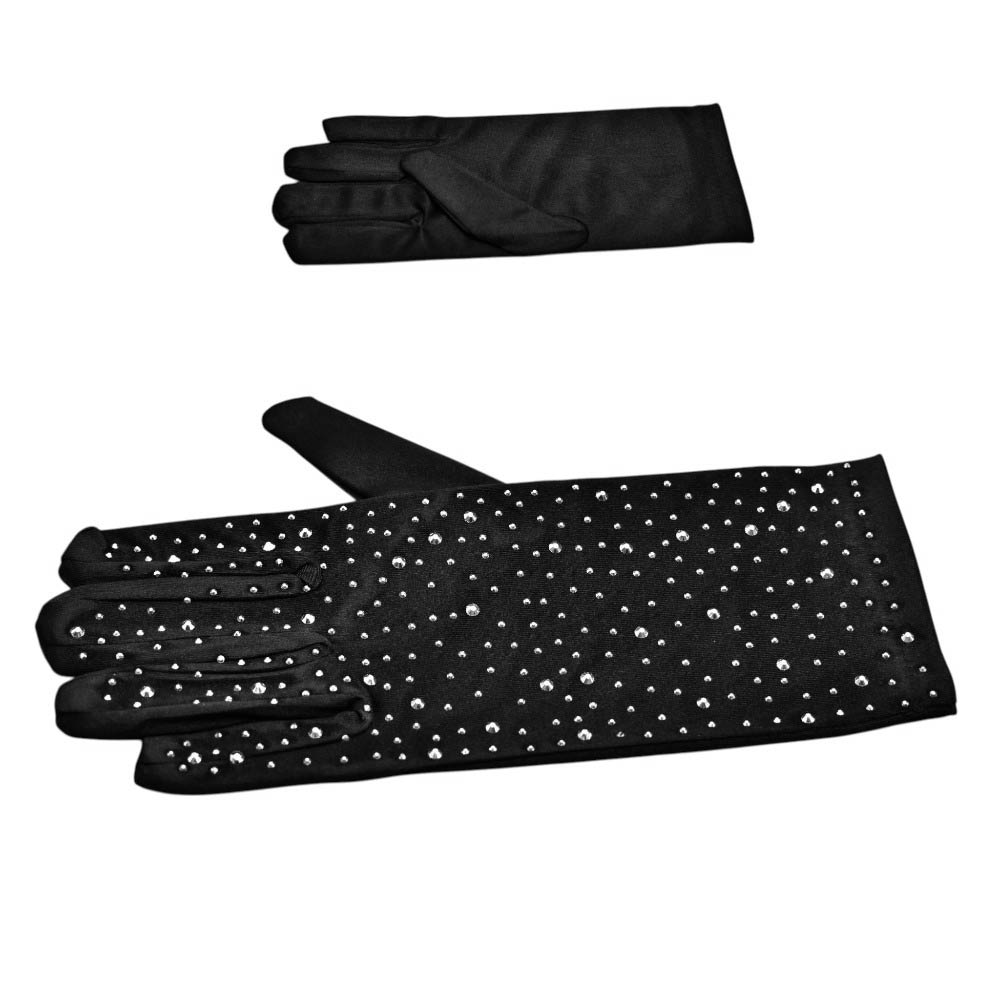 Stone Embellished Dressy Satin Wedding Gloves