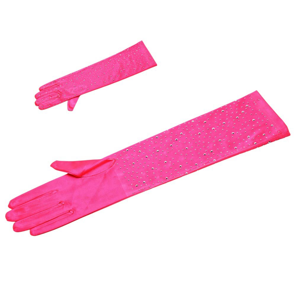 Rhinestone Embellished Evening Long Gloves