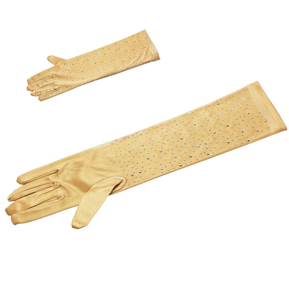 Rhinestone Embellished Evening Long Gloves